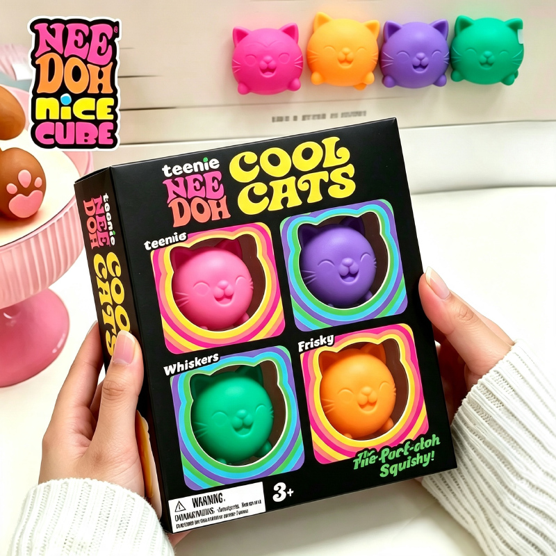 Fidget Cube Original - นีดโอห์ ของเล่นบีบคลายเครียดรูปทรงก้อนน้ำแข็ง ชุด 4 ชิ้น ของเล่นบีบช่วยผ่อนคลายความกังวล