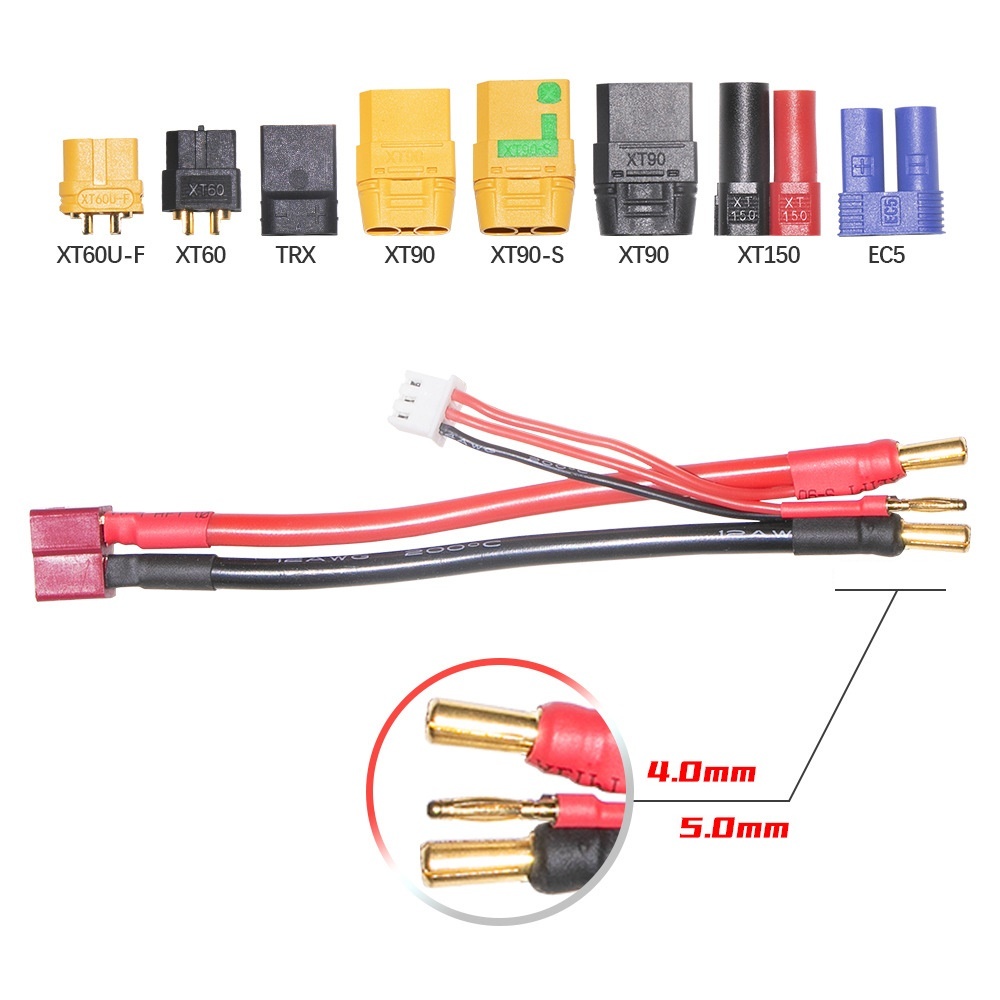 Tamiya Model Paint Set - สายชาร์จแบตเตอรี่ลิเธียม Lipo 2S 4MM/5MM 7.4v 7.6v