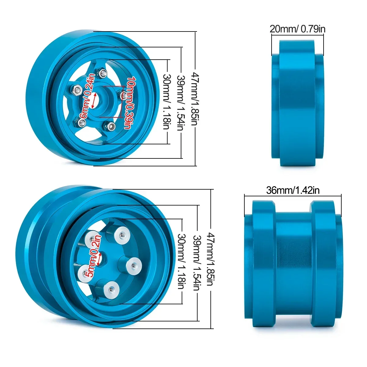 อลูมิเนียม Beadlock ล้อสําหรับ - Tamiya Model Rc Car บทวิจารณ์และราคา